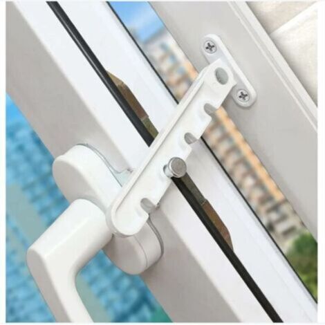 Entrebâilleur de fenêtre à battant. verrou de sécurité pour bébé. verrou anti-pincement. entrebâilleur de ventilation de fenêtre. ouverture vers l'extérieur pour fenêtre UPVC. bois et aluminium.blanc (1/4)