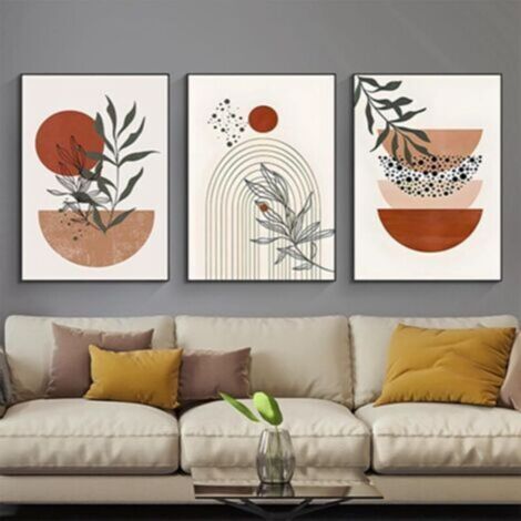 Lot de 3 posters - Style bohème - Plante esthétique - Art abstrait moderne - Tableau mural - Décoration bohème - Sans cadre - Poster 09. 30 x 40 (1/5)