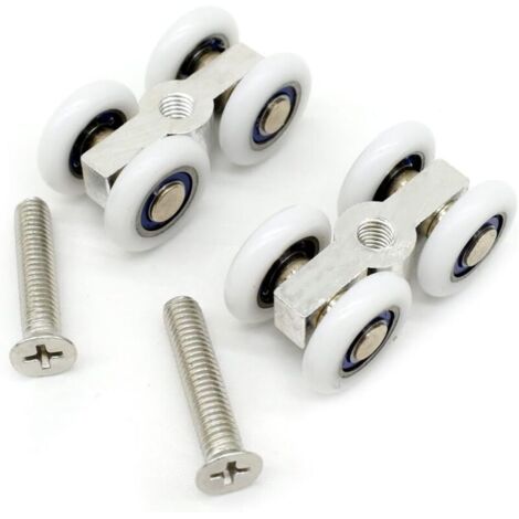 Lot de 2 roulettes pour porte coulissante de douche en verre avec vis (2PCS) (1/4)