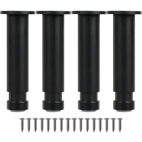 Pieds de Meuble Réglables en Aluminium Allié - Hauteur Ajustable. Pieds de Rechange métal pour Table Basse. Armoire. Salle de Bain. Canapé. lit - Support Solide et Durable (Noir. 15) (1/3)