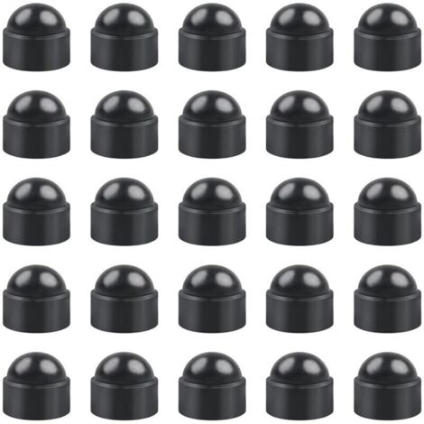 Lot de 25 capuchons à vis M8 en plastique noir - Capuchons hexagonaux standard durables (1/4)