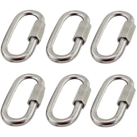 Lot de 6 M5/0.2" Maillon Rapide en Acier Inoxydable 304. Mousqueton INOX à Vis Ovale en Forme de D Très Résistants pour Extérieur/Intérieur.Camping et Randonnée (1/5)