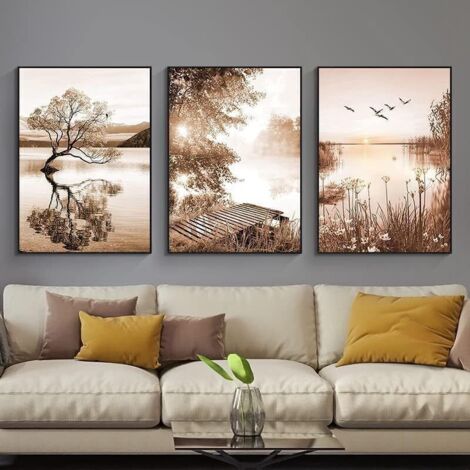 40x60 Beige Décoration de la Maison Poster Moderne Reed Plante Décoration Paysage Peinture Chambre Salon Bureau Fond Décoration Sans Cadre (1/4)