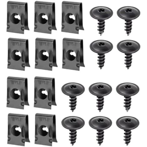 Kit d'Attaches U et Vis pour Voiture - Lot d'Agrafes et Vis pour Véhicules - Accessoires Réparation Fixation Antirouille pour Camping-Cars Camions Habillage Intérieur Pare-Chocs (1/4)