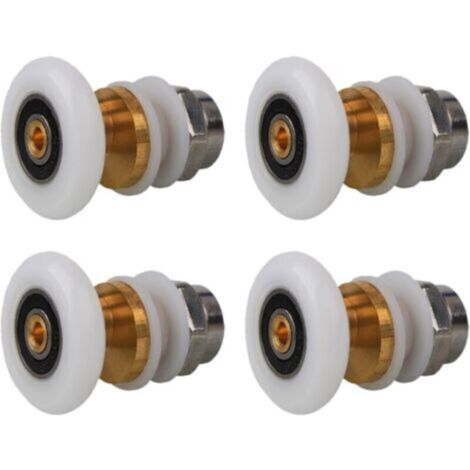 Roulettes Porte de Douche 20mm. Roulette Porte Coulissante Douche en Laiton 4 Pièces pour Rouleau pour Remplacement de Douche Coulissante Verre Porte Coureurs Rouleaux (20MM) (1/5)