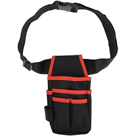13 x 26 Sac Banane à Outils 6 Poches en Tissu Oxford Sac Ceinture à Outils Petits Outils de Réparation Pochette de Rangement pour Charpentier électricien Technicien(Rouge) (1/5)