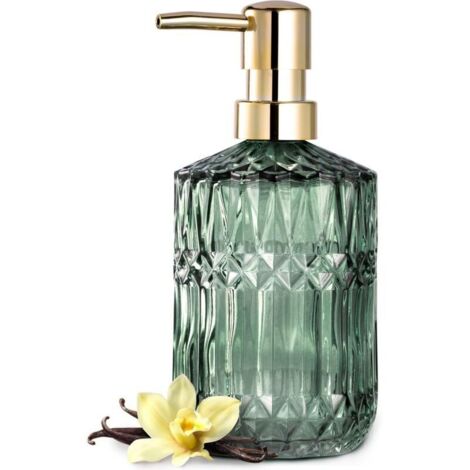 Distributeur de Savon en Verre Transparent avec Pompe en Plastique ABS. Distributeur de Lotion pour Cuisine. Salle de Bain (Vert) (1/5)