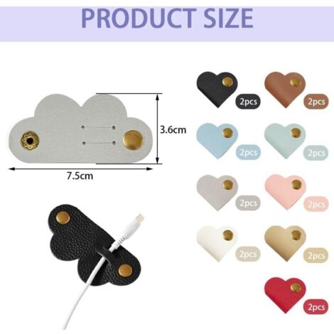 18 Pcs Organisateurs en Cuir Attaches de Cuir PU en Forme de Cœur Réutilisables Portable Câbles Organisateur pour écouteurs de Chargement Câble de Données Sangles de Rangement (1/5)