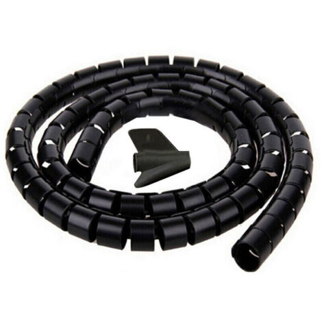 Cache Cable. 2m - ∅22mm. Noir. 2m Gaine Souple Electrique Cable Management pour Ranger ou Cacher les TV PC Câbles. Gestion des Câbles pour Maison et Bureau (1/4)