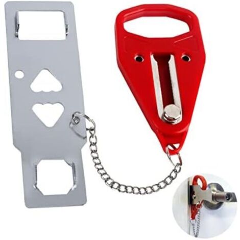 (7.1×1.7×15.2)serrure de porte renforcée portable. auto - protection lourde antivol supplémentaire pour plus de sécurité et d'intimité. idéal pour les hôtels de voyage airbnb Family Apartmen (1/4)