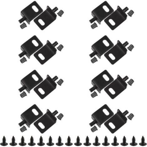 Lot de 8 charnières pivotantes noires en métal à tige cachée pour porte d'armoire en bois avec charnières de porte à broches pour porte d'armoire en bois oscillante librement (trou simple) (1/5)