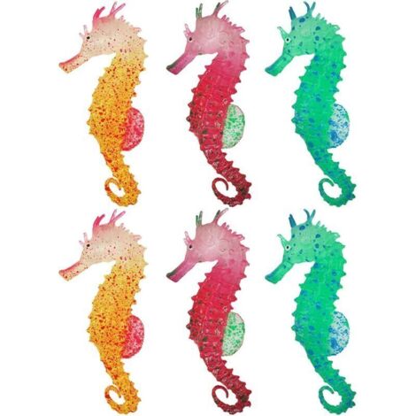 6 PCS Lumineux Silicone Hippocampe. Artificielle Hippocampe Décoratif Ornement Silicone Hippocampes Artificiels Lumineux Décoration d'Aquarium Lumineux Hippocampe Artificiel Ornement d'Aquar (1/4)