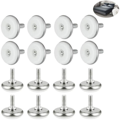 M6x15 x 30mm.Blanc.16 PCS Pied Vérin Réglable Pied de Nivellement en Plastique et Métal avec Écrou Pieds Réglables Vis de Réglage Meuble pour Table Meuble Bureau Placard Chaise (1/5)