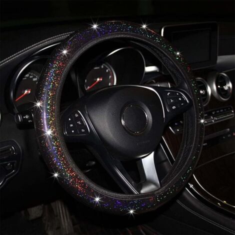 (Noir)Housse de volant pailletée bling-bling - Universel - Antidérapant - Multicolore - Accessoire de décoration pour voiture - Pour femmes et filles (1/3)
