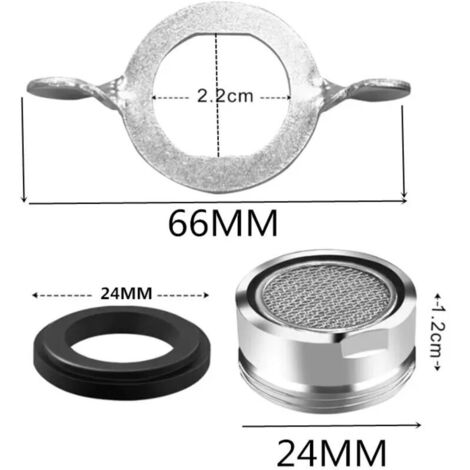 Mousseur Robinet M24 [3 Pièces]. Aérateur de Robinet en Acier Inoxydable. Économiseurs d'eau Bubbler de Bain et Cuisine. Livré avec 3 Joints et 1 Clé pour Robinets (1/4)