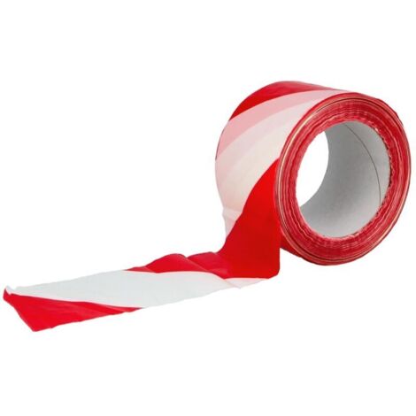 Ruban de Balisage - Pour Délimiter les Zones de Danger - Non Adhésif - Polyéthylène Basse Densité (LDPE) - 70 mm x 200 m - Ruban Rouge et Blanc (1/4)