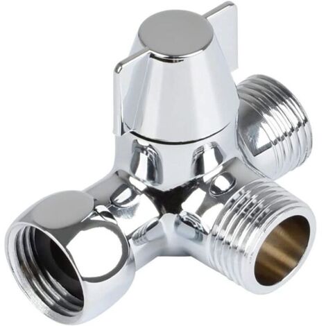 Valve 3 Voies En Laiton Massif. Inverseur à 3 Voies Commutateur Vanne Vanne DéRivation Douche à 3 Voies. Vanne D'Adaptateur En T G1 / 2". Pour Douche. Douchette Et Bras De Douche Inverseur (1/4)