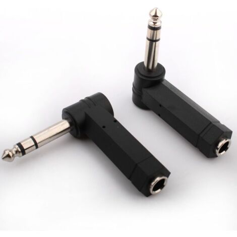 2Pcs Adaptateur Jack 6.35Mm (1/4") TRS stéréo Mâle à Angle Droit vers Jack 6.35Mm (1/4") TRS stéréo Femelle. Adaptateur Audio 6.35mm Right Angle Adapter pour Haut-Parleur. Guitare (1/5)