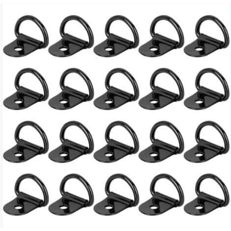 20 Pièces Anneaux D'Arrimage à Anneau en D. Traction Anneaux Arrimage. Anneau d'Arrimage. pour Remorques. Voitures. Camions. Kayaks. Outils Électriques. Arrimage de Charge 36x25mm Noir (1/5)