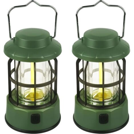 Lot de 2 lampes de camping LED portables - Lampe de camping rétro à intensité variable et d'éclairage IPX4 - Lanterne de camping étanche pour la pêche. l'aventure. la randonnée. les urgences (1/5)