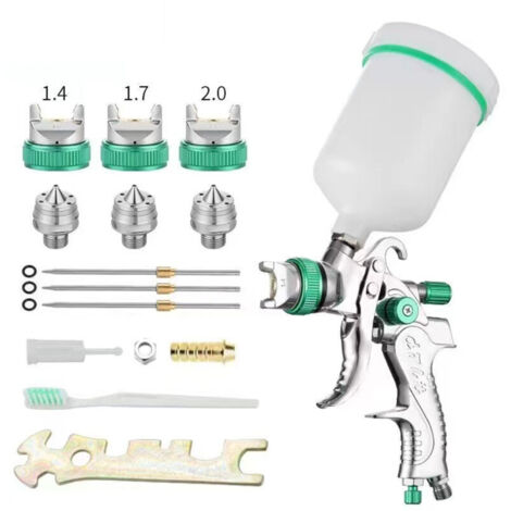 Pistolet à peinture professionnel haute pression Kit de pistolet à air comprimé Alimentation par gravité Pistolet à peinture pneumatique HVLP 600CC 1.4MM/1.7MM/2.0MM 3 buses de taille (1/5)