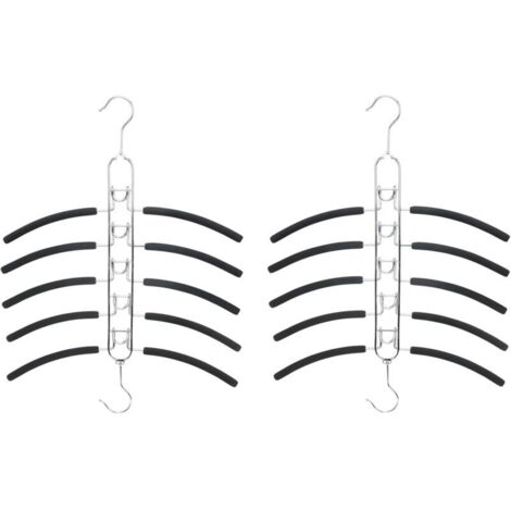 Lot de 2 cintres multi-couches amovibles 5 en 1 pour hauts. multifonction. économiseur d'espace. revêtement en mousse. cintres en métal très résistant pour armoire. placard. chemise. chandail. (1/5)