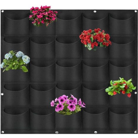 Sac à Plantes Mural. 25 Poches Sacs de Culture Muraux. 100 x 100 . Sac de Plantation Suspendu Pot de Fleurs Mural Extérieur. Sac à Plantes Mural (1/5)