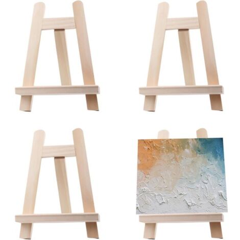 Lot de 4 mini chevalets de table en bois - 15 x 20 - Petit support pour cadre photo - Chevalet de mariage - Pour peinture. dessin. œuvres d'art. exposition (1/5)