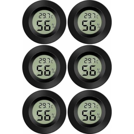 (6 PCS - B)Mini Digital LCD Thermomètre Hygromètre Température Humidité -5070℃ 10%99% RH Thermomètre Portable Thermo Hygromètre Indicateur pour Bureau Cuisine Humidors Incubateurs Reptiles (1/5)