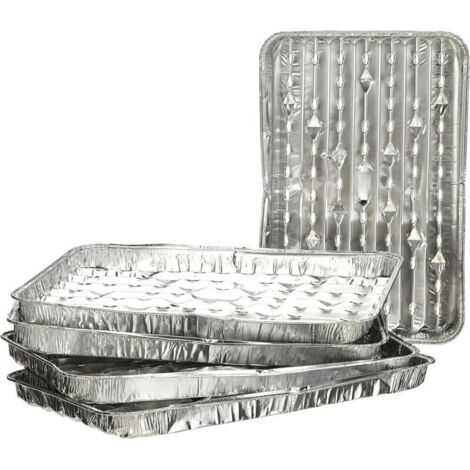 Lot de 5 barquettes en aluminium. barquette alu. lot de barquettes. Aluminium. Argenté. 34 x 23.5 x 2 (1/5)