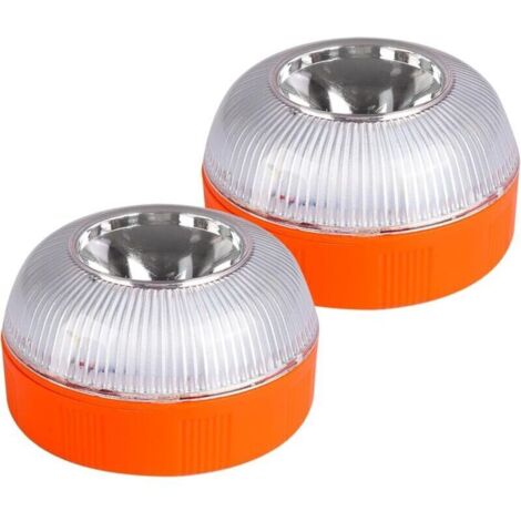 2PCS V16 Lampe Stroboscopique. Gyrophare V16 Base MagnéTique. Girophares Led Vehicule.Deux Modes LumièRe Clignotante/LumièRe Fixe.Pour L'éClairage.Voitures Motos L'Assistance RoutièRe (batterie)