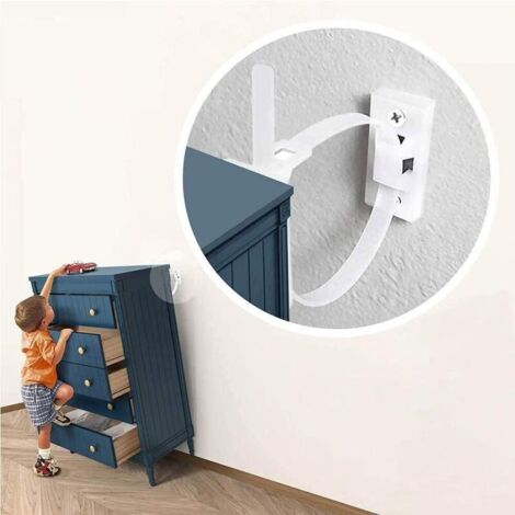 12 pack Anti-basculement pour Meubles.kit de Sangles d'ancrage de Meubles.Résistant aux Tremblements de Terre et.Meubles Anti-Bascule Sangles En Nylon Avec Matériel De Fixation Meubles De Fixer (1/5)