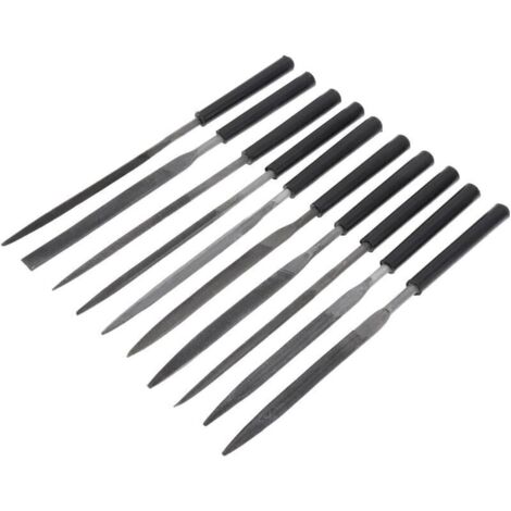 Lot de 10 limes à aiguilles en alliage d'acier trempé - Mini lime à bijoux - Comprend une lime demi-ronde. une armoire plate. une ronde. une carrée. une triangle. et plate (1/5)