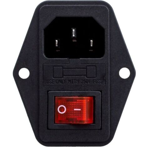 Prise alimentation mâle interrupteur module admission 3 broches 10A 250V C14 IEC320 (1/4)