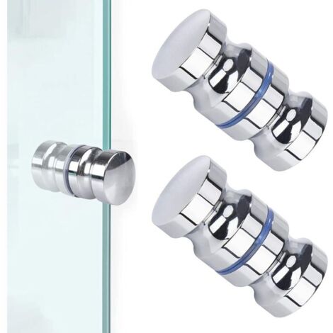 Bouton de porte de douche en acier inoxydable – Design poli 30mm x 59mm – Compatible portes en verre et coulissantes – Installation simple (1/5)