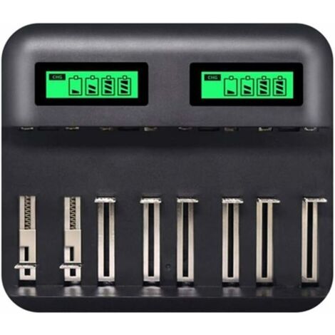 Chargeur de Piles Rapide Chargeur Intelligent avec Ecran LCD Claire Rétro-éclairé pour Piles Rechargeables AA/AAA (1/4)