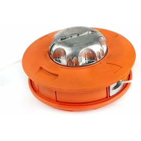 Tondeuse Universelle. 2 Fils Tête de Coupe Filetée M10 Aluminium Brosse Tondeuse pour Toutes Les Formes de Corde de Tondeuse de Diamètre de 2.0 mm à 3.2 mm (Orange) (1/4)