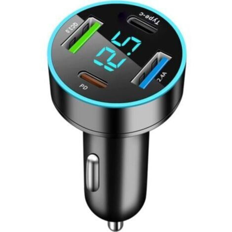 4 Ports Chargeur Voiture Allume Cigare USB. 30W Chargeur Allume Cigare USB Rapide Double PD & QC3.0 Prise Allume Cigare USB avec LED Voltmètre. Compatible avec iPhone. Android. Samsung. Tablette (1/4)