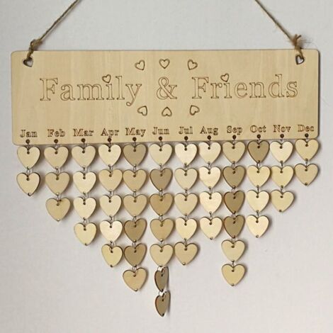 Famille amis anniversaire rappel Calendrier plaque en bois Tableau avec étiquettes pour décoration de la maison (1/5)
