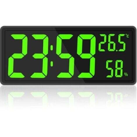 Horloge numérique grand écran. grande horloge murale numérique avec température et humidité. horloge murale numérique avec chiffres LED pour chambre. bureau. lecture claire pour les personnes âgées--T (1/4)