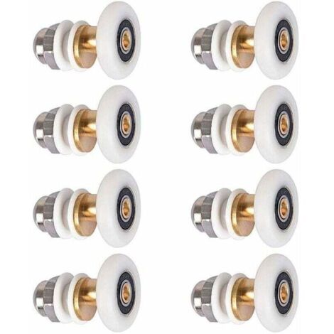 Roulette Porte Douche. Roulettes de Porte Coulissante Cabine de Douche Porte Poulies Roue de Rechange pour Rouleau avec Diamètre de Roues 27mm. 8 Pièces (1/4)