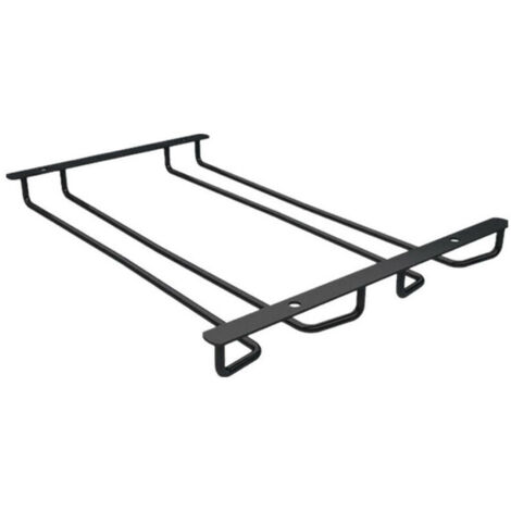 Porte-verres à vin suspendu en acier inoxydable Porte-verres à égouttoir inversé (2 fentes 30cm noir) (1/5)