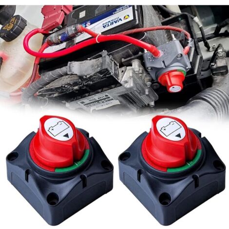 Lot de 2 coupe-circuits de batterie 12V-24V 300A – Interrupteur étanche pour déconnexion – Coque ABS et bornes en laiton – Installation facile (1/5)