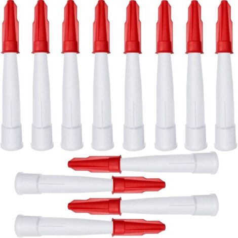 lot de 12 Buse de Tube en Silicone Refermable Embout Applicateur de Buses pour Mastic Buses de Calfeutrage Blanches avec 12 Capsules de Calfeutrage Rouges Bouchons de Buse-INHHUB (1/5)