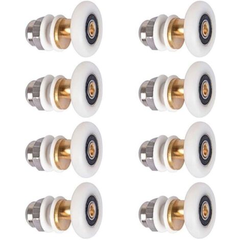 Roulette de Porte de Douche. Roulette Porte Coulissante Douche de Remplacement pour Rouleau kit .Convient pour épaisseur de verre 4 - 6mm.8 Pièces.（25mm） (1/5)