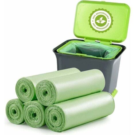 100 PCS poubelles biodégradables. sacs poubelles compostables biodégradables de 20 L d'épaisseur pour la nourriture. la maison. la cuisine. le bureau. les déchets de jardin pour animau (1/4)