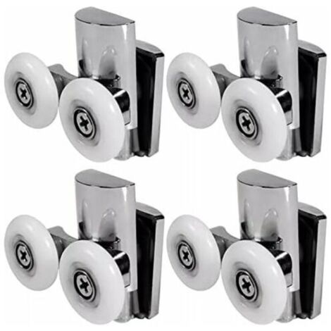 Roulettes de porte de douche 23 mm – Lot de 4 – Alliage de zinc robuste – Roues en nylon résistant à l'usure – Pour portes coulissantes en verre (1/5)