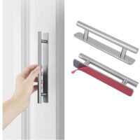 2 Pièces Poignée de Meuble Autocollante. Poignée Porte Coulissante en Acier Inoxydable sans Perçage. Poignées pour Placard Cuisine Frigo Tiroir Porte Coulissante. 148mm (Argent)