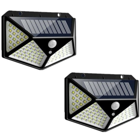 Highsam – Lampe solaire 100LED IP65 étanche – Détection PIR – Installation 3-5M – 2 Pack pour éclairage extérieur