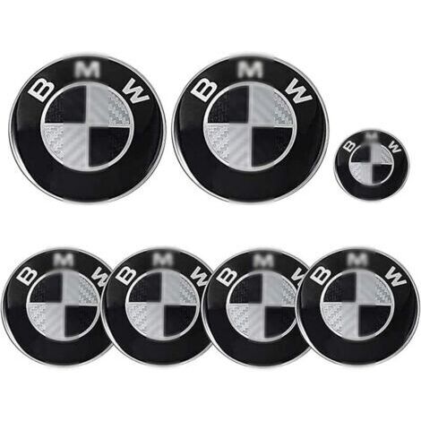 Lot de 7 emblèmes de voiture pour capot et coffre – Ø 68mm – ABS et aluminium résistant aux chocs – Compatible BMW
